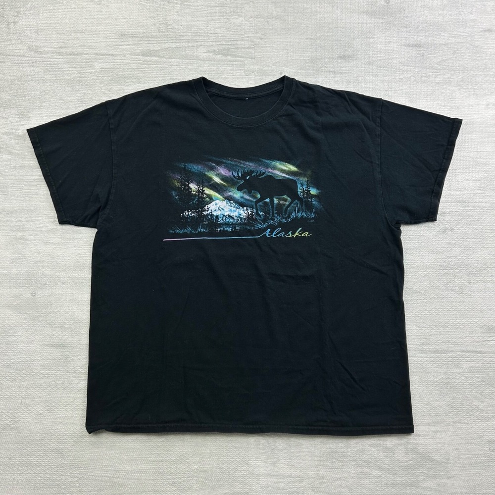 Vintage 90s Alaska Moose Shirt‎ Size Large Black Nature Outdoor Animal
